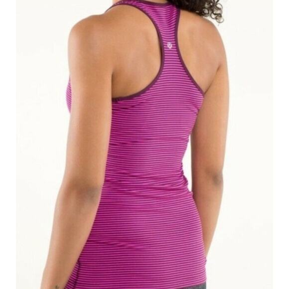 Lululemon Cool Racerback Tank Hyper Stripe Raspberry Glo Light / Plum 6/8? EUC - Picture 7 of 9